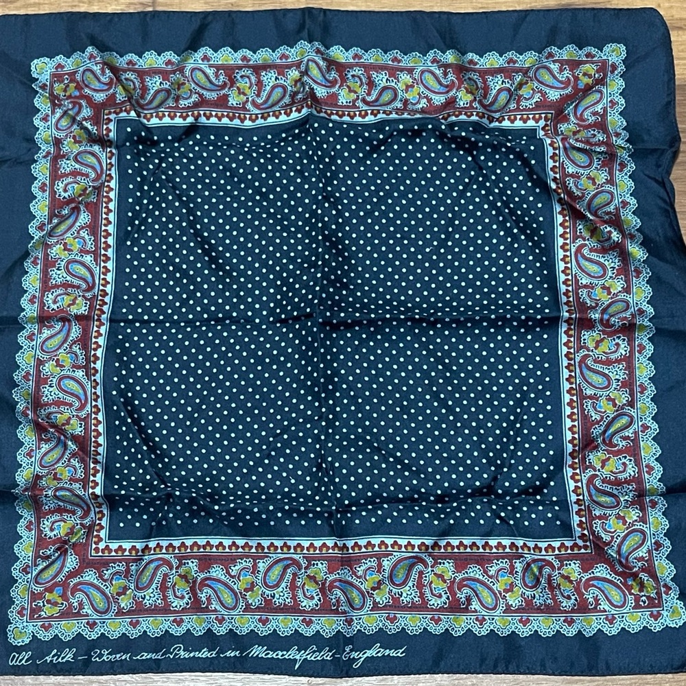 Vintage Macclesfield Paisley silk Scarf Pocket Square Handkerchief